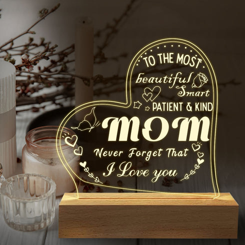 Engraved Heart Night Light Perfect Gift for Mothers Day